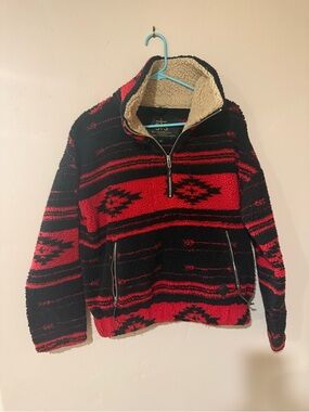 STS Ranchwear Men's Red and Black Zip-Up Sherpa Pullover